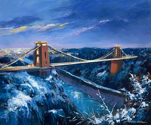 Bristol Suspension Bridge I by Csilla Orban - Original Painting on Box Canvas